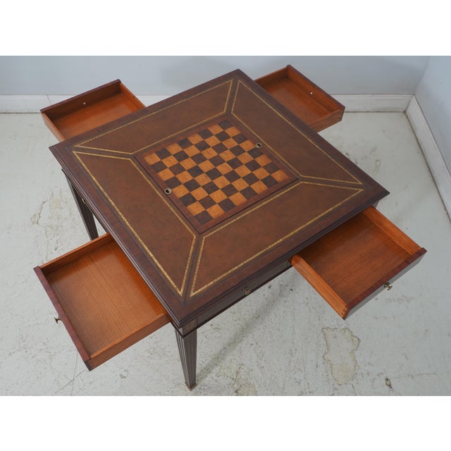 Traditional Scarborough House Leather Top Crotch Mahogany Games Table For Sale - Image 3 of 18