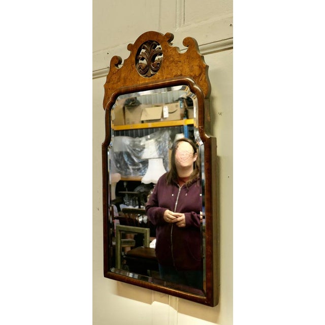 Antique Burr Walnut Wall Hanging Mirror, 1880s For Sale - Image 6 of 7