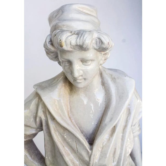 Vintage Statue of a French Boy Holding Fish 38" High For Sale In Las Vegas - Image 6 of 11