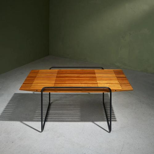 Mid-Century Modern Coffee Table with Slatted Top by Taichiro Nakai for La Permanente Mobili Cantù, Italy, 1955 For Sale - Image 3 of 12
