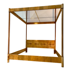 Postmod Henredon Scene Two Burl Mirrored Canopy King Bedframe