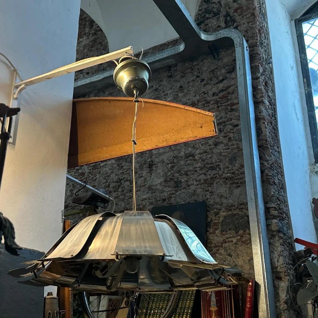1960s 1960s Mid-Century Modern Reggiani Attributed Steel Italian Pendant For Sale - Image 5 of 10