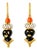 Mid 20th Century Pair of 18k Gold Enamel Black Coral Amour Americana Drop Estate Earrings For Sale