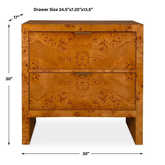 With a natural poplar burl veneer with satin finish, this accent chest showcases deep swirls inside the chest's natural...