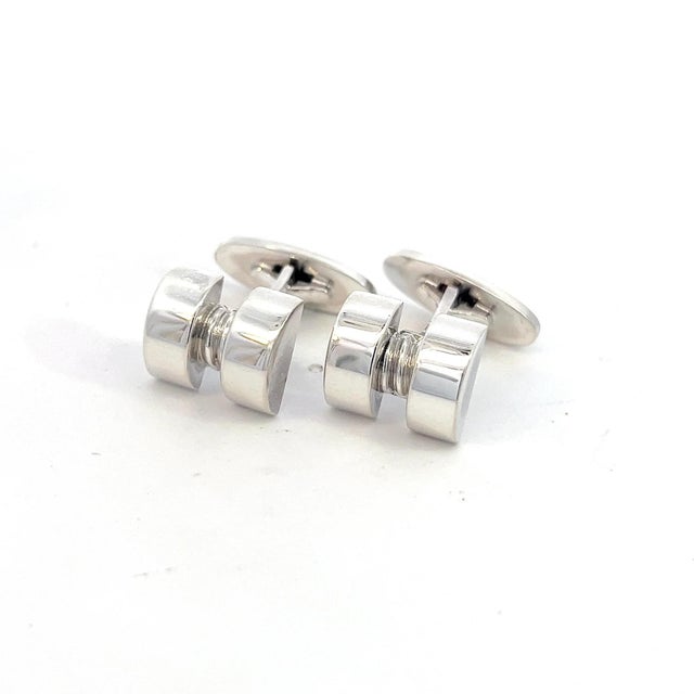 Silver 1990s Georg Jensen Estate Cufflinks Sterling Silver 15.4 Grams, 2 pieces For Sale - Image 8 of 12