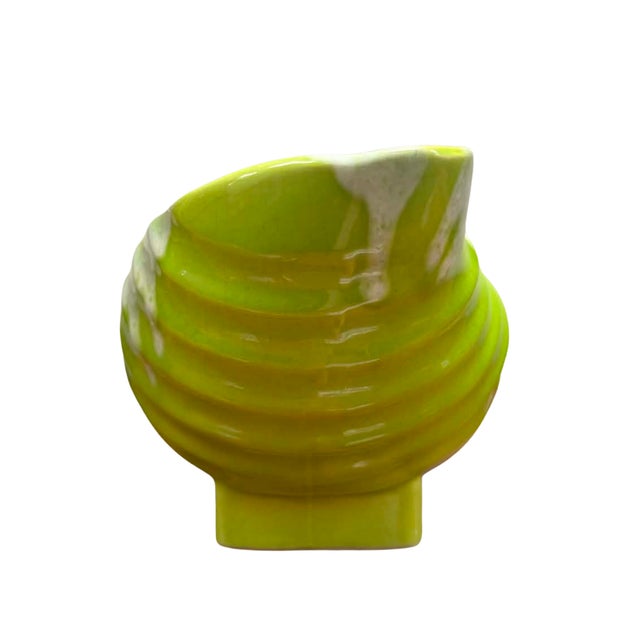 Mid-Century Modern Vintage Hollywood Ceramics California Lime Green Shell Centerpiece Bowl, Mid-Century Modern For Sale - Image 3 of 5
