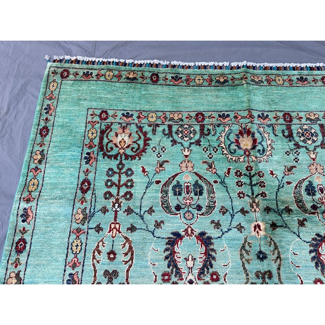 Teal Oushak Hand-Knotted Wool Rug - 7'10" X 5'8" For Sale - Image 11 of 14