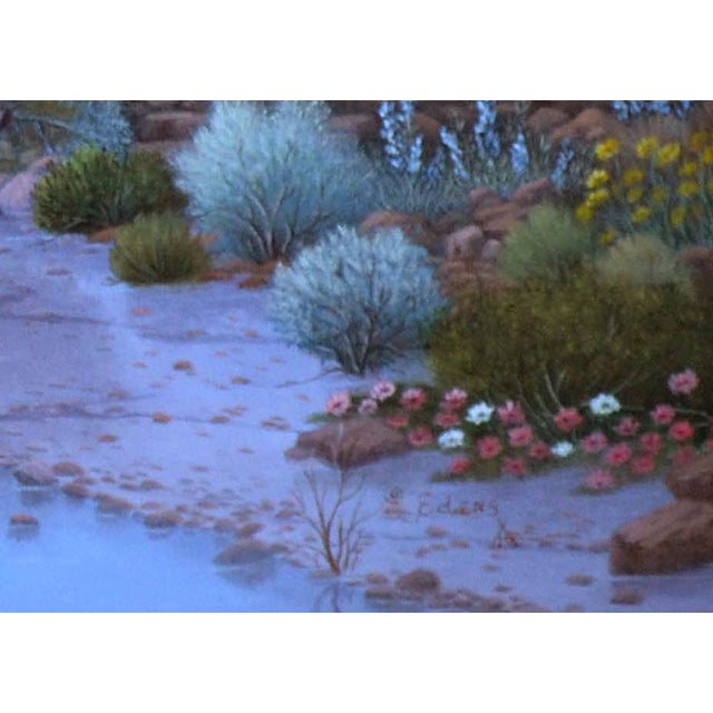 Paint Vintage Sunset Landscape Painting, Oil on Canvas, Signed by Leyette Edens For Sale - Image 7 of 8