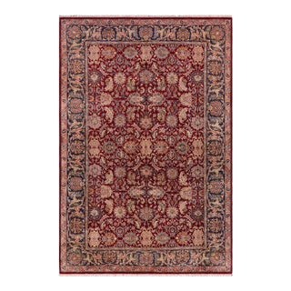 Shabby Chic Beautiful 1990's Floral Pak-Persian Red/Teal Wool Rug - 6'4'' X 9'2'' For Sale