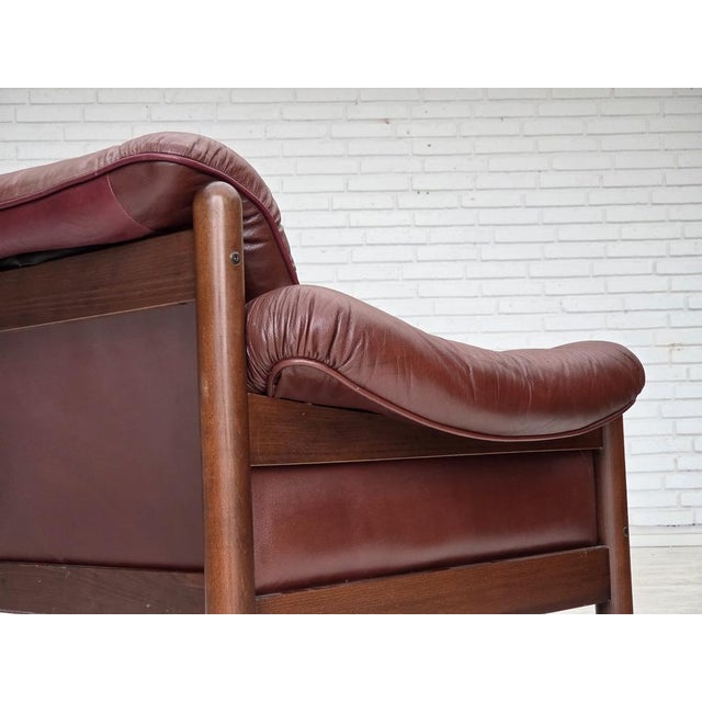 Swedish 2-Seater Sofa in Brown Leather and Dark Beech, 1970s For Sale - Image 6 of 18