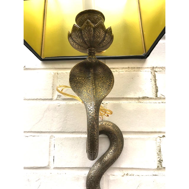Vintage Exotic Brass Cobra Snake Wall Sconces - a Pair For Sale - Image 4 of 7