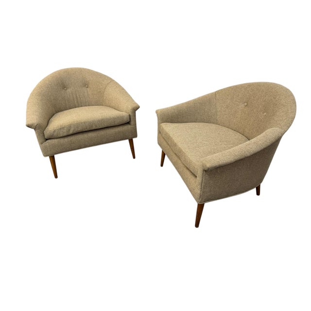 Mid-Century Modern Mid-Century Modern McCobb Style Barrel Arm Chairs - Reupholstered - Set of 2 For Sale - Image 3 of 9