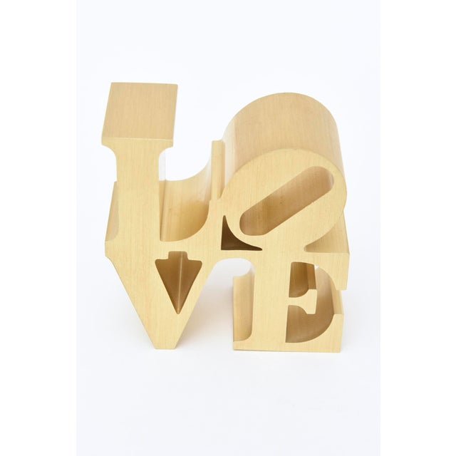 Modern Vintage 1970's Robert Indiana Brass Love Paperweight Sculpture For Sale - Image 3 of 8