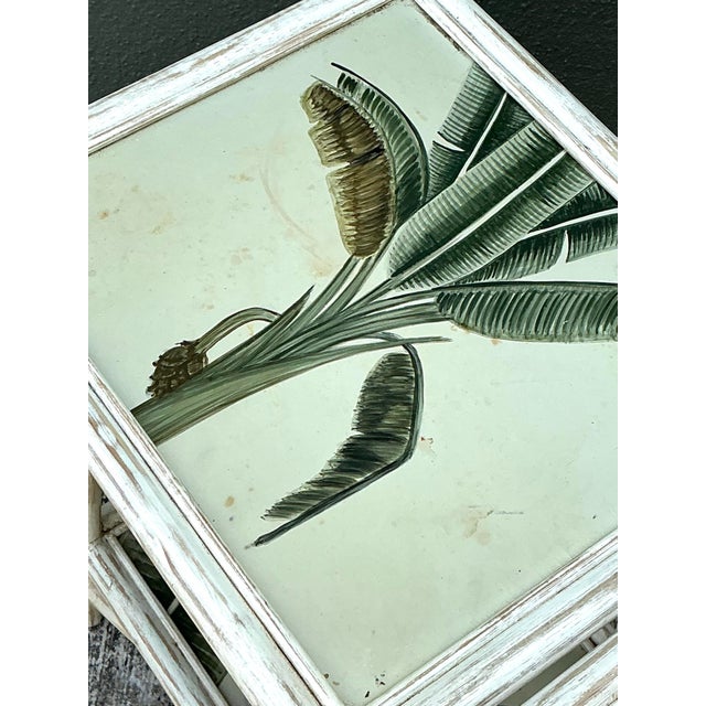 Vintage Hand Painted Palm Side Tables - A Pair For Sale - Image 9 of 12