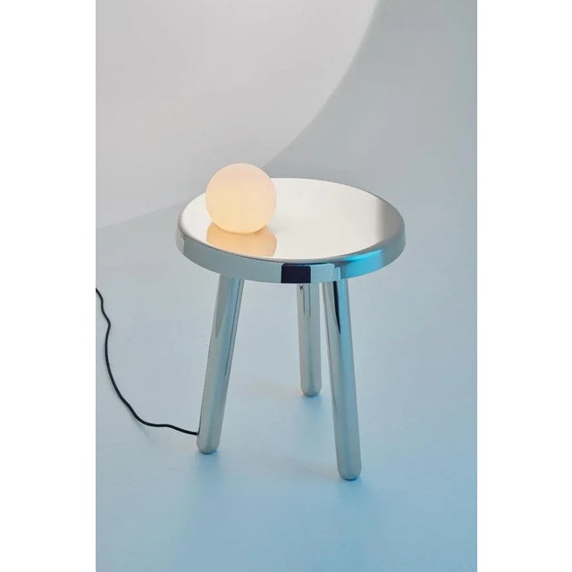 Black Alby Polished White Nickel Small Table with Lamp by Mason Editions For Sale - Image 8 of 12