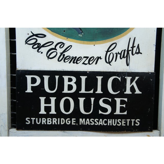 Wood Antique Col Ebenezer Crafts Publick House Hotel Advertisement Sign For Sale - Image 7 of 12