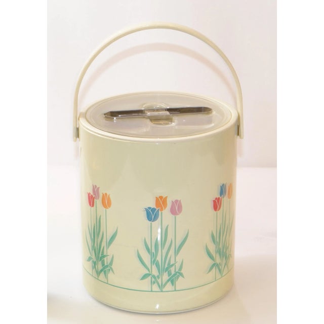Vintage Phoenix Floral Ice Bucket & Tongs Spring Tulip Retro Ice Cube Cooler For Sale - Image 12 of 13