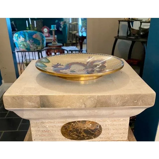 Cloisonné dragon plate Width: 8 inches Height: 1 inch Age: unknown. Approximately 40 years old. Origin: China Condition:...