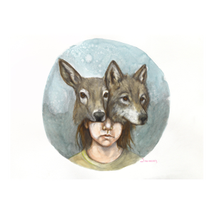 I Stand Tall and Growl - Original Contemporary Figurative Watercolor Painting on Paper by Amanda Immurs