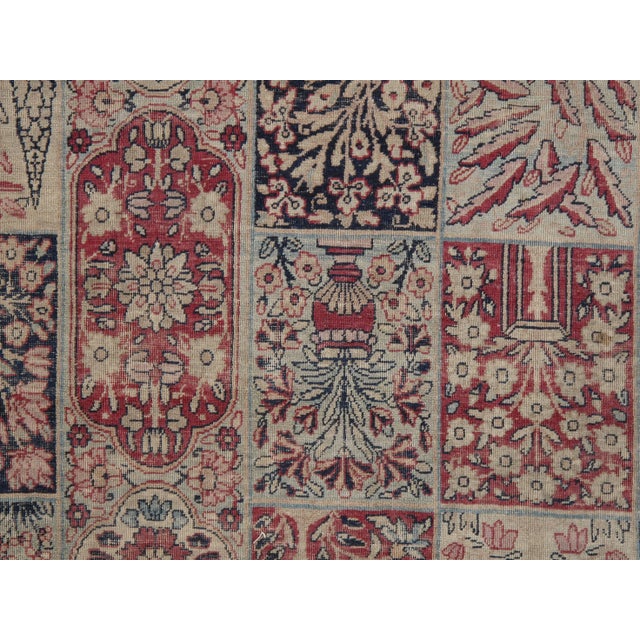 Antique Lavar Kerman Handmade Wool Multi-Color Ivory & Red Wine Rug For Sale - Image 4 of 10