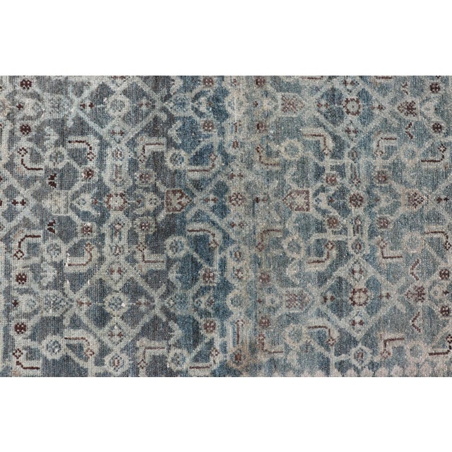 Antique Malayer Persian Long Runner in Blue's With All-Over Design 3'8 X 17'4 For Sale - Image 11 of 14