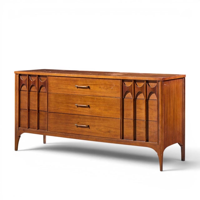 Mid-Century Modern Kent Coffey Perspecta Mid Century Walnut and Rosewood 9-Drawer Dresser For Sale - Image 3 of 9