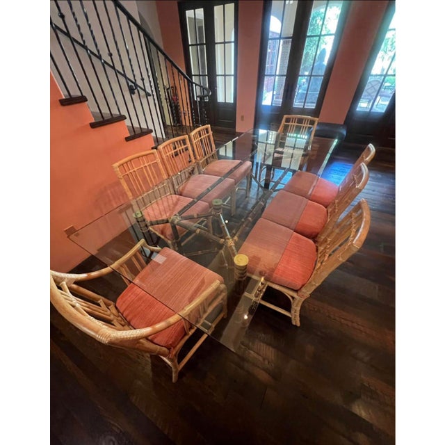 McGuire Bamboo Dining Table, Seats 8-10, Base Only For Sale - Image 15 of 16