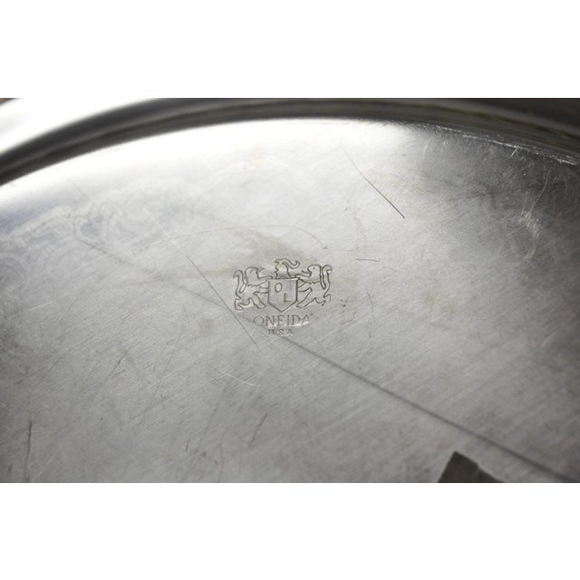 Vintage Oneida Victorian Style Round Silver Plated Serving Platter Bar Tray For Sale - Image 10 of 12