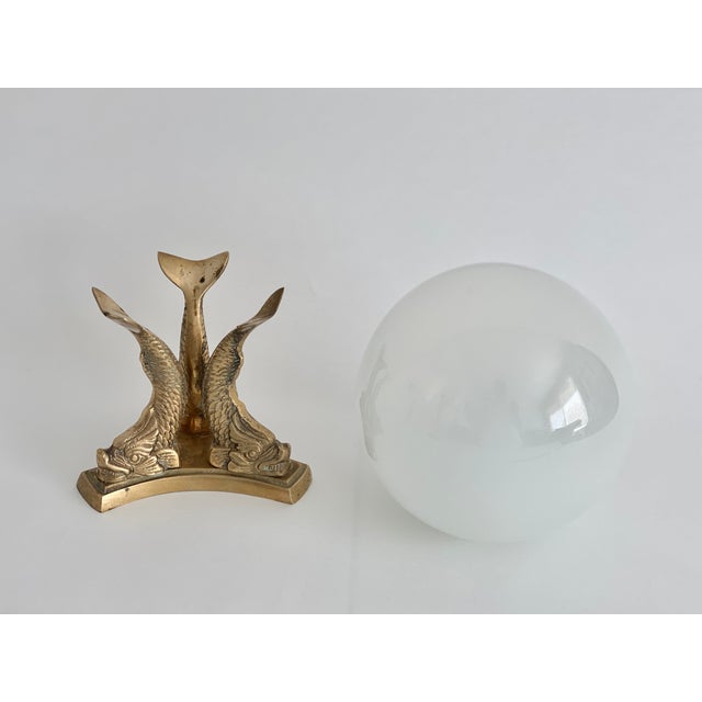 Opaline Glass Orb on Brass Koi Base For Sale - Image 4 of 5
