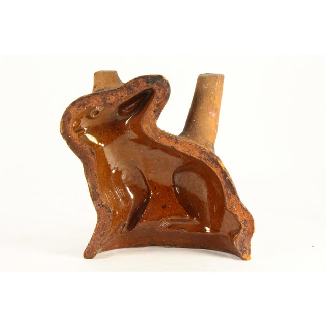 Rare 19th C Pair of Glazed Redware Rabbit Molds, Pennsylvania For Sale - Image 9 of 18