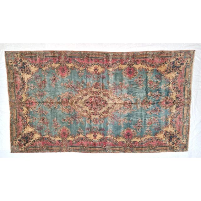 Sky Blue 1950s Vintage Lavar Kerman Rugs For Sale - Image 8 of 8