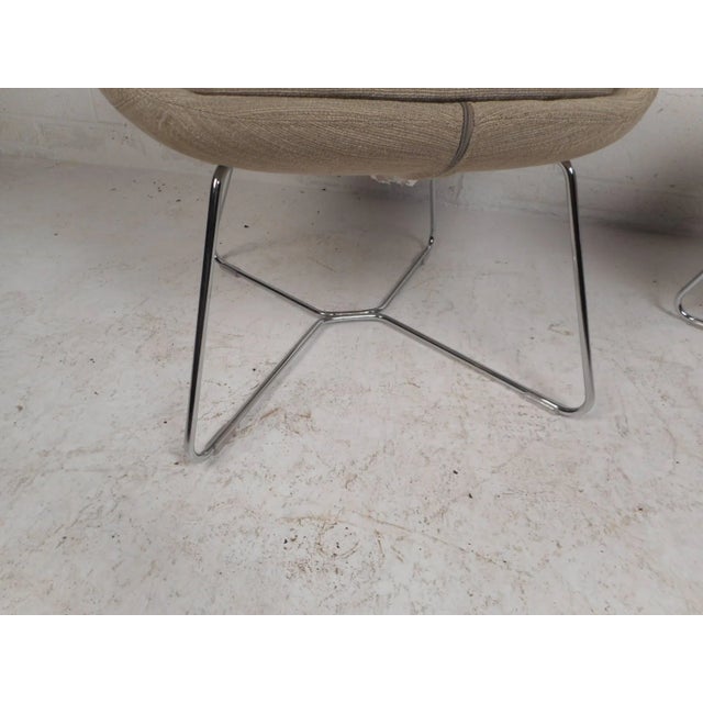 Metal Mid 20th Century Pair of Mid-Century Style High back Lounge Chairs - 2 Pieces For Sale - Image 7 of 8