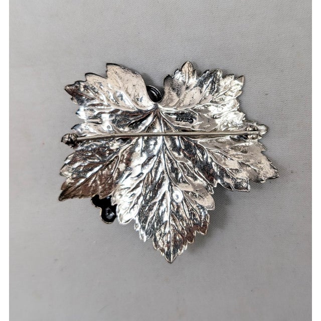 Metal Vintage 1960s Signed Napier Silvertone Grape Cluster Brooch For Sale - Image 7 of 8