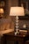 Contemporary Vintage Crystal Globe Column Table Lamp With Brushed Nickel Base — 21” H For Sale - Image 3 of 4
