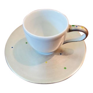 Late 20th Century Japanese Porcelain Hand-Painted Expresso Cup & Saucer For Sale