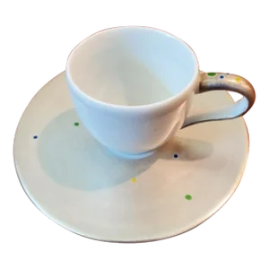 Late 20th Century Japanese Porcelain Hand-Painted Expresso Cup & Saucer