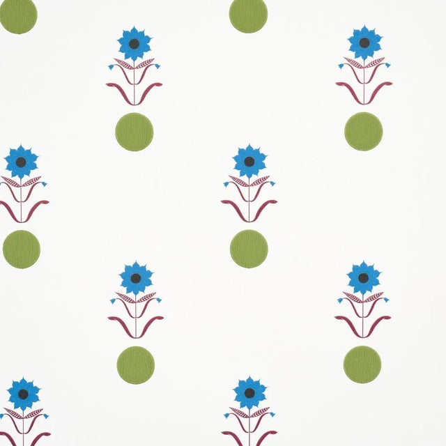 SAMPLE - Schumacher x Peg Norriss Forget Me Dots Wallpaper In Blue & Plum For Sale