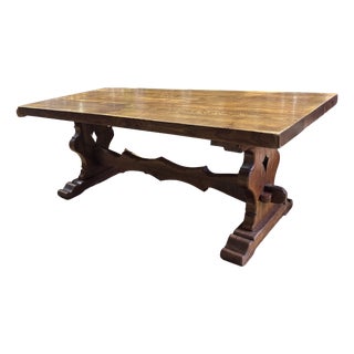 French Monastery Style Wood Dining Table, 1900s For Sale