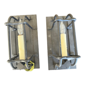 1980s Caged Metal Exterior Sconces - A Pair