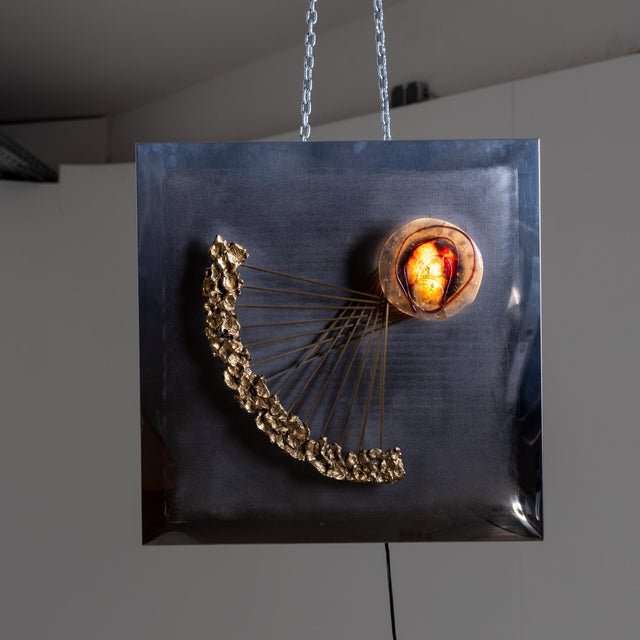 Angelo Brotto 1970s Angelo Brotto illuminated Wall Sculpture For Sale - Image 4 of 6