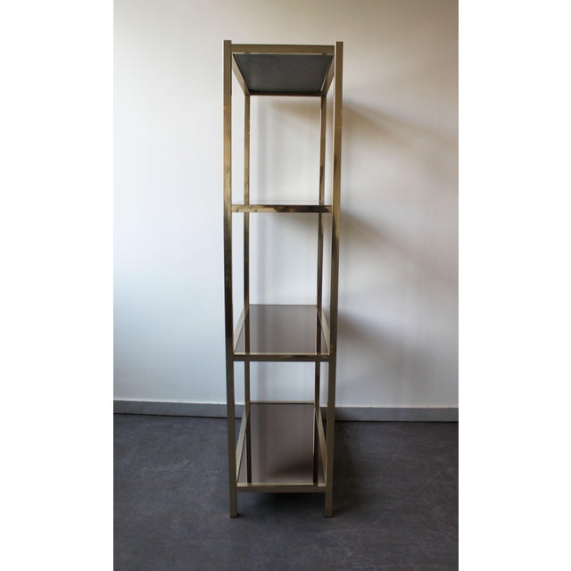 Hollywood Regency Style Smoked and Mirrored Glass Shelf, 1970s For Sale - Image 6 of 9