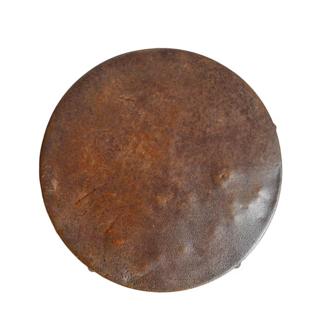 Late 20th Century Vintage Industrial Iron Strap Outdoor Side Table For Sale - Image 5 of 6