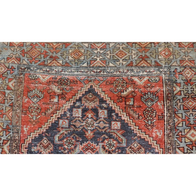 Early 20th Century Antique Persian Hamadan Rug With Medallion and Rich Geometric Border 3'10 X 6'1 For Sale - Image 5 of 10