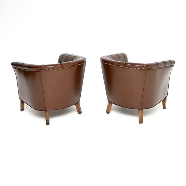 Vintage Swedish Leather Armchairs, 1950s, Set of 2 For Sale - Image 4 of 8