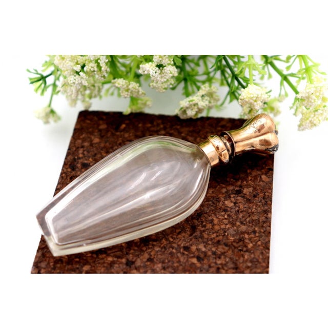 Glass Perfume Bottle with Gold Applications For Sale - Image 3 of 6