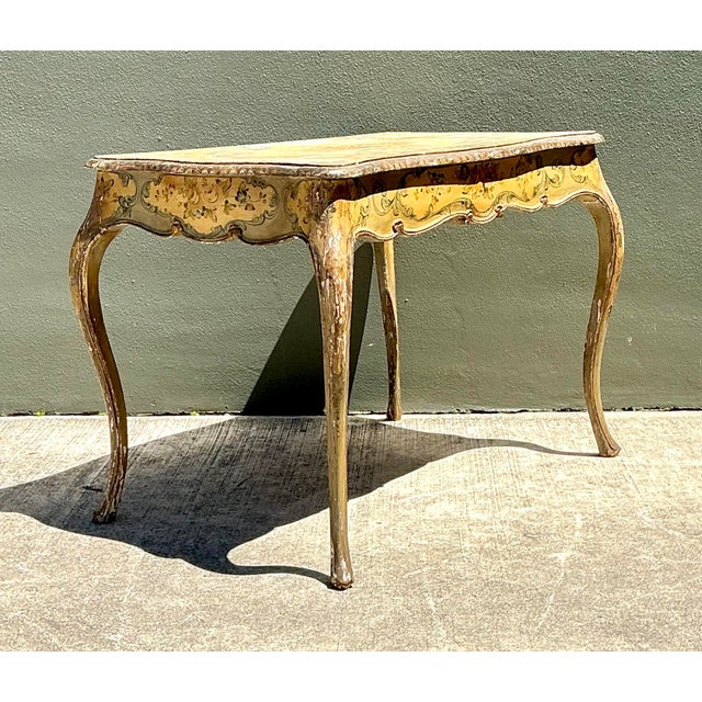 Wood Vintage Italian Hand Painted Writing Desk For Sale - Image 7 of 12