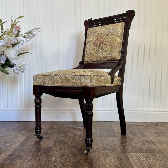 Antique Victorian / Edwardian Library Chair on Casters For Sale - Image 12 of 14