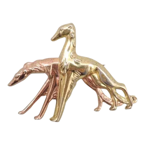 Vintage 1940s Signed Monet Sterling Book Piece Greyhounds Brooch