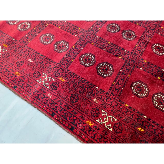 Vintage Afghan Turkmen Ashik Star Gul Garden Compartment Tribal Rug - 9'10" X 6'2" For Sale - Image 4 of 13