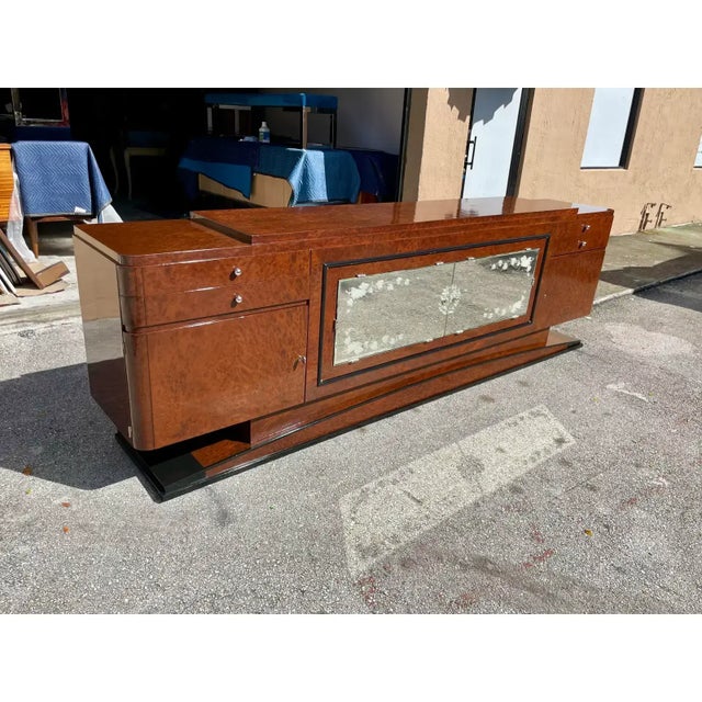 Wood 1940s Mastepiece French Art Deco BurlWood Sideboard & Credenzas For Sale - Image 7 of 12